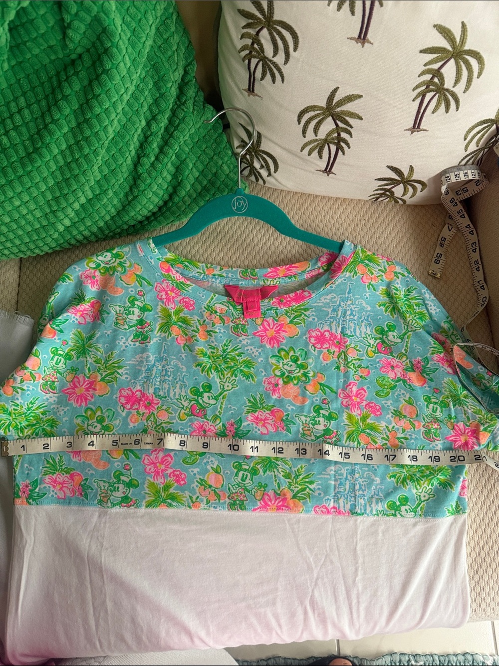 Lilly Pulitzer Aqua Floral Crewneck Top with Pink Accents - Picture 5 of 6
